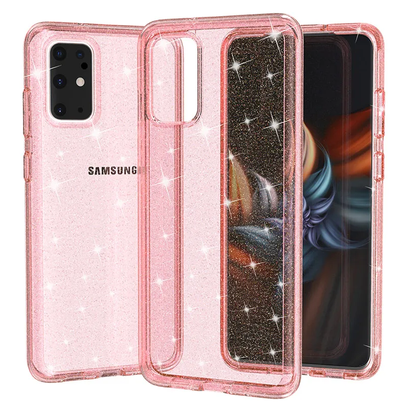 Pour Samsung S20 étui de luxe paillettes cristal clair hybride souple TPU dur PC Protection couverture étui de téléphone pour Samsung S20 Plus S20 Ultra