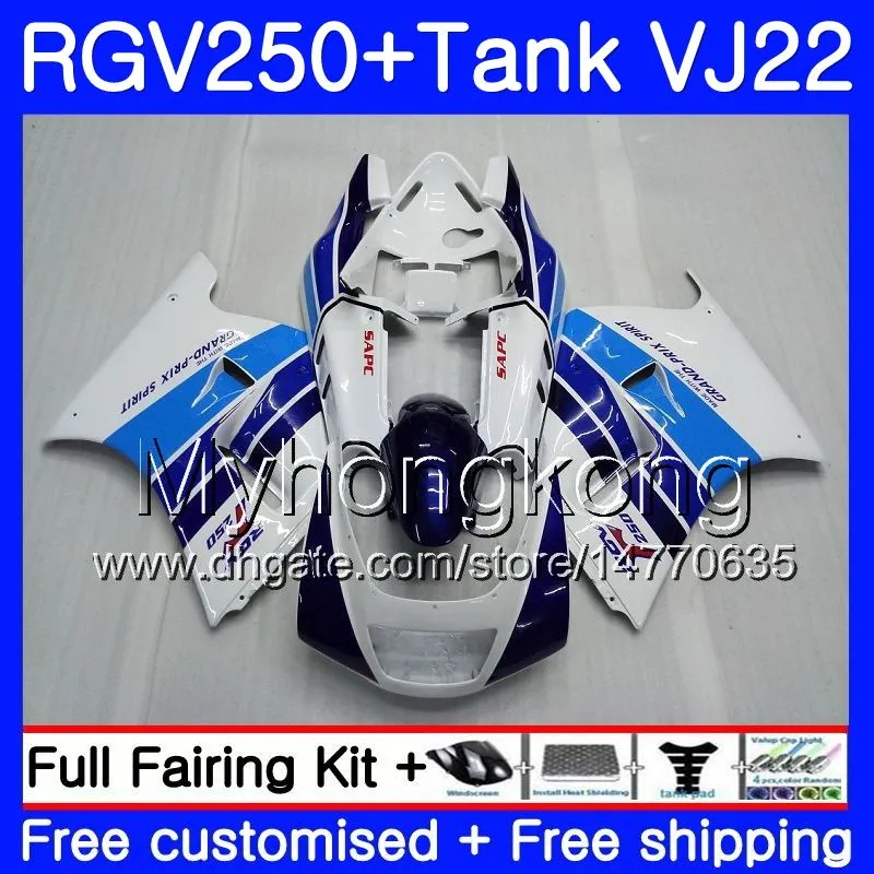 Kropp + Tank för Suzuki Factory Blue Hot VJ21 RGV250 88 89 90 91 92 93 307HM.15 RGV-250 VJ22 RGV 250 1988 1989 1990 1991 1992 1993 Fairing Kit