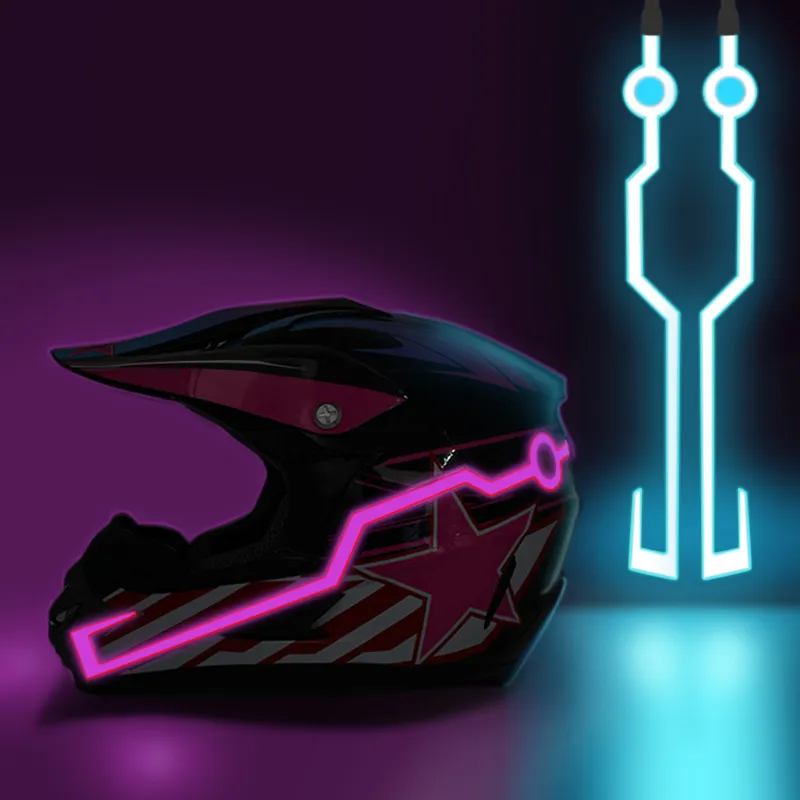 Hot Motorcycle Hjälmlampor Slitstarkt Blinkande Stripe Hjälm Klistermärken Nattmotum Cross Riding Helmets Kit Vattentät Bar LED Light Strip