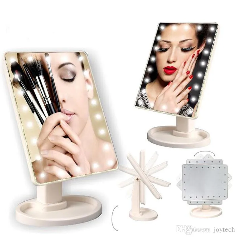 Touchscreen led make-up spiegel cosmetische spiegel met 16 22 led-verlichting opvouwbare schoonheid verstelbare aanrecht 360 roterende