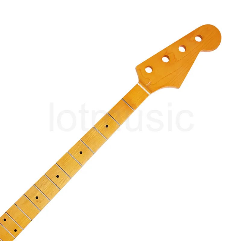 DHgate Electirc Bass Guitar Neck 21 Fret Canada Maple for Jazz Bass Guitar Neck Replacement Parts Black Dot Inlay Vintage Tint Satin Musical Instruments
