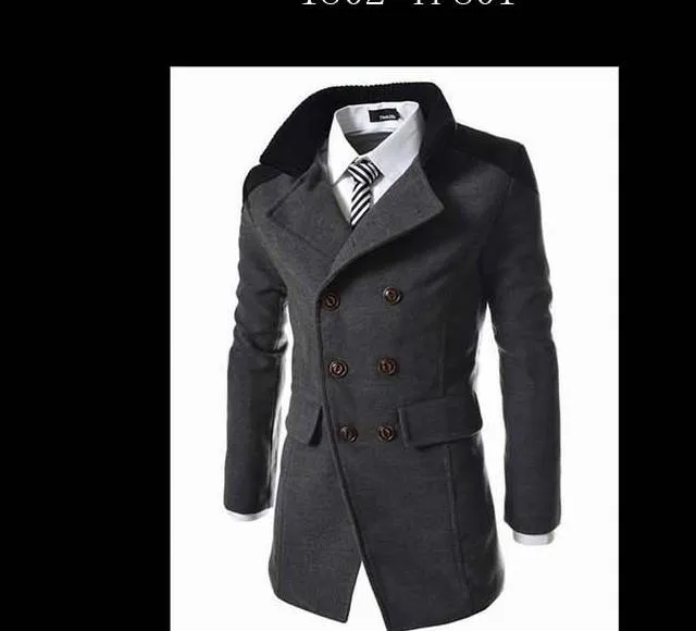 特別価格中 メンズデザイナーコートファッションラペルネック厚冬メンズコートダブルブレスト長袖メンズクロス 激安買取 口コミ Jmaynardgroup Com