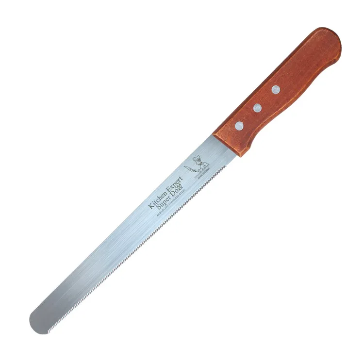 Spot Stainless Steel Bread Knife With Wooden Handle 101214 Inch Flat