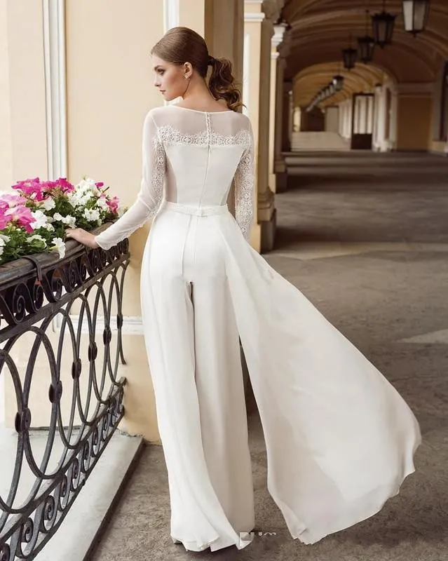 White chiffon jumpsuits hotsell