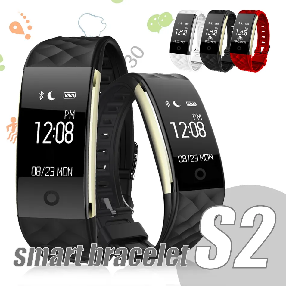 S2 Smart Bracelet Bluetooth Smartwatches Fitness Tracker for iPhone Android Cellphone IP67 Waterproof Heart Rate Monitor Steel Strap