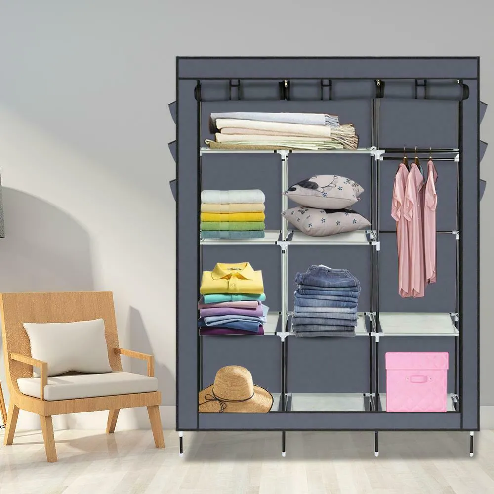 Heavy Duty Portable Closet Storage Organizer Wardrobe Clothes Rack Shelves Gray2929