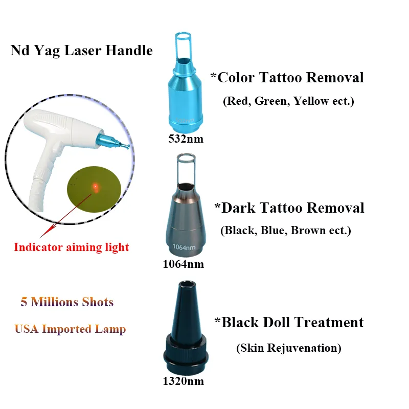 Professionele Laser Tattoo Removal Machine Q-Switch ND YAG Laser Tattoo verwijdering met 5.000.000 shoots Gebruikte spa Laser Machine