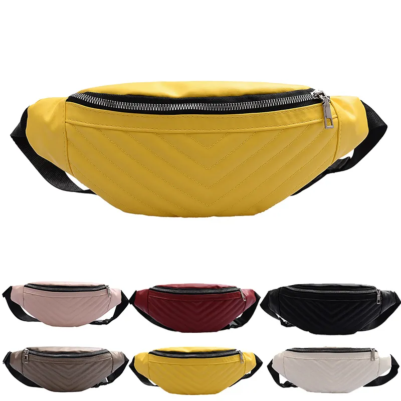 Läder Fanny Pack för Kvinnor Midja Väska Casual Vattentät Antitheft Ladies Walking Belts Väska Bröstkassar