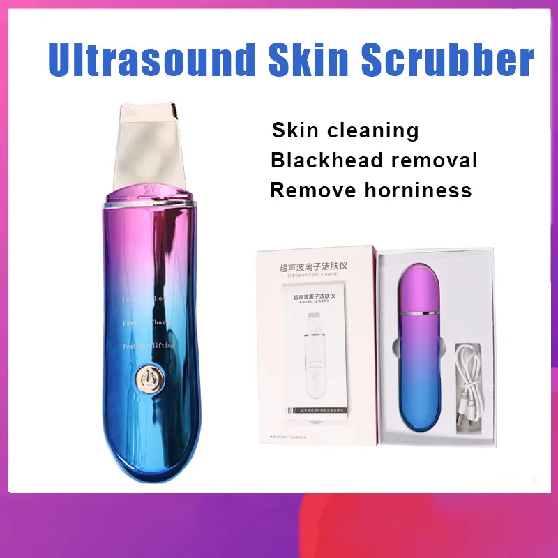 Ultradźwiękowy Akumulator Ultradźwiękowy Scrubber Twarz Cleaner Peeling Wibrację Odsuwanie Urządzenia do czyszczenia twarzy Urządzenia do oczyszczania domu
