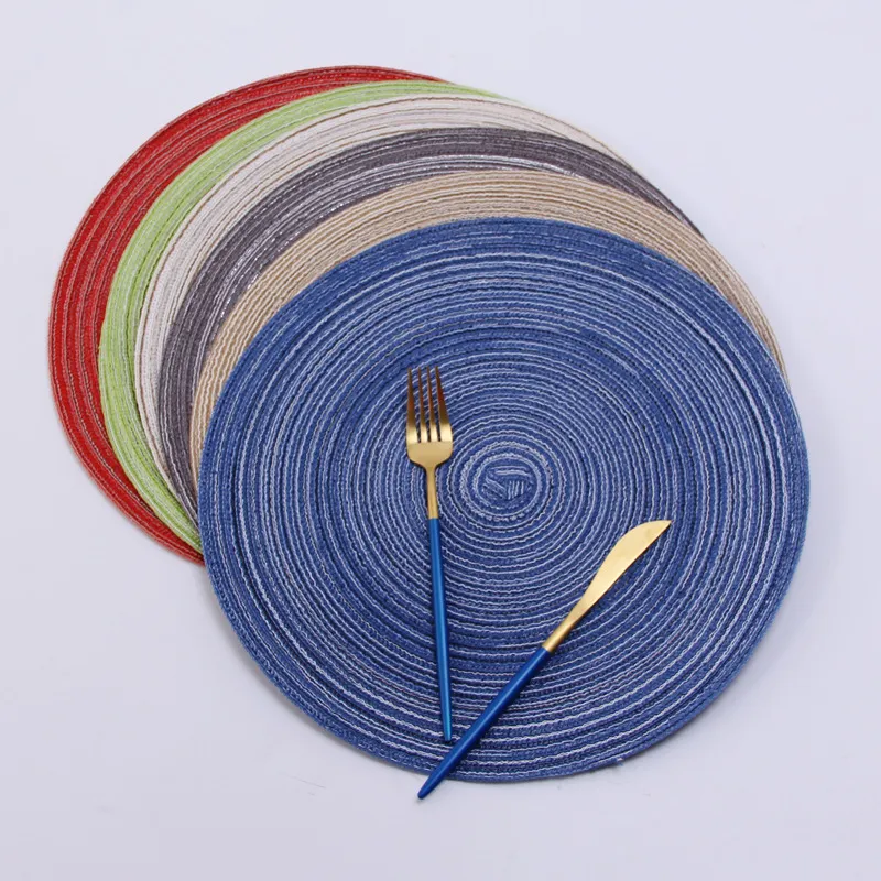 35cm Round Woven Placemats for Dining Table Heat Resistant Wipeable Placemat non-slip Washable Kitchen Place Mats Holiday Party table pad