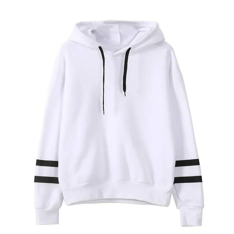 Kadın Hoodies Rahat Uzun Kollu Harajuku Kazak Jumper Siyah Beyaz Moda Yüksek Kaliteli Kapüşonlu Kazak Tops