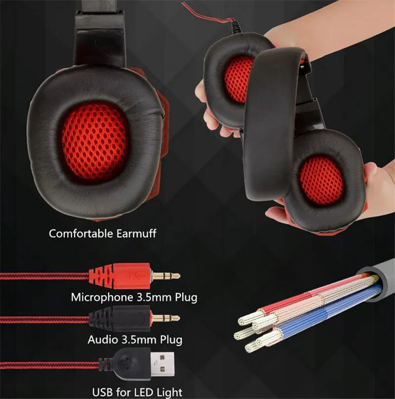 Comprar Auriculares con cable para jugar con luz Led profesional, cascos  con micrófono para Ps4, Ps5, Xbox, ordenador, estéreo, Juegos de Pc,  regalos