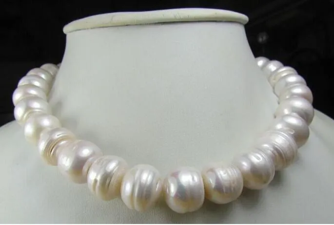Jewelryr inci kolye klasik 12-13mm güney denizi beyaz barok inci kolye 18 inç ücretsiz nakliye