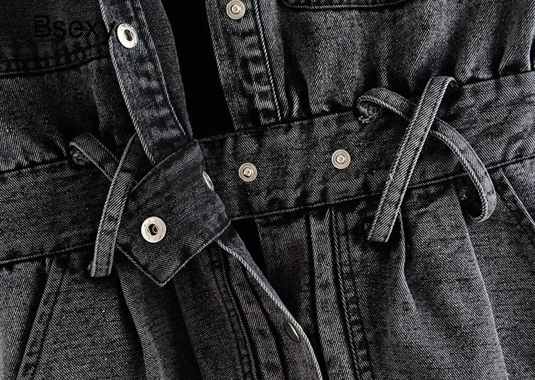 Denim Runway Black Jean Romper For Women 2019 Streetwear