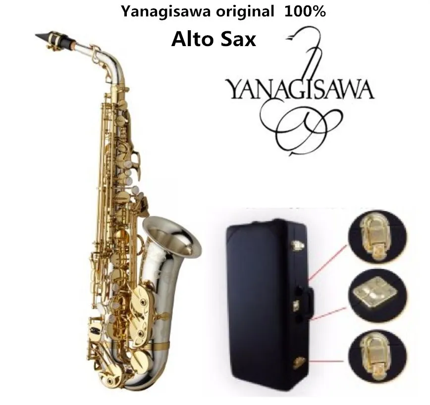 Brand New Yanagisawa A-WO37 Alto Saxofone Banhado A Prata Chave de Ouro Sax Profissional Com Bocal Caso e Acessórios Frete Grátis