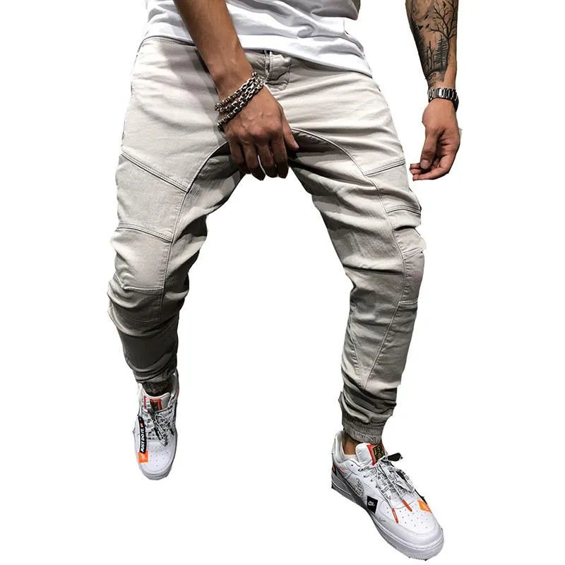 Homens Carga Joggers calças lápis sólidos Slim Fit Calças Masculino Casual Harem Streetwear Pant