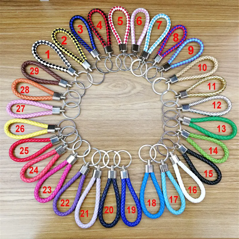 Premium Braided Leather Keychains: Fashion Jewelry Key Ring with Chain ...