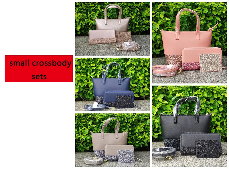 brand glitter small crossbody+wallets+card holder sets glitter family large small mini crossbodys purses designer 