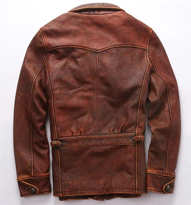 RRL 한정판 1,920 캬 갈색 빨간색 오토바이 가죽 자켓 빈티지 AVFLY 캐주얼 가죽 재킷