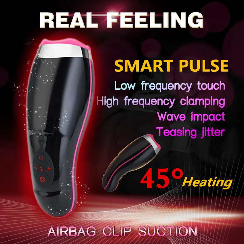 Auto Chauffage Sucer Homme Masturbateur Coupe Smart Pulse Lampe De Poche Vibromasseur Vagin Réel Chatte Sex Machine Fellation Sex Toys Pour Homme T191227