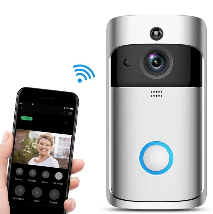 Wifi Vidéo Sonnette Smart Home Sans Fil Sécurité Protection Caméra Anneau  Porte Bell Interphone Vision Nocturne Rechargeable Kement App