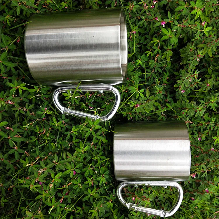 Creative 220ml Stainless Steel Coffee Cup Drinking Mugs Wine Beer Cups 304 Stainless Steel Climbing Cup Free Shipping