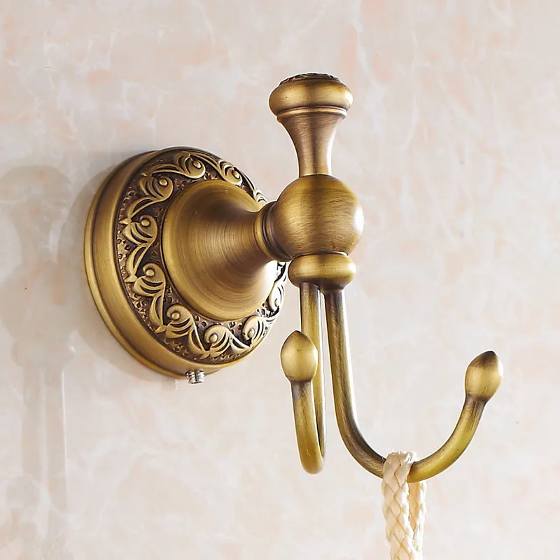 thumbnail image 2 of Bathroom Single/ Double Robe Hooks Carved Oil Rubbed Bronze Brass Rustic Door Coat Black Hois827114 10 2 of 10