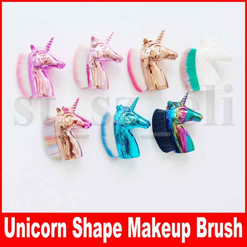 Skönhet Unicorn Form Makeup Kvinnor Pulverborste Singel Soft Kosmetisk Makeup Brush Loose Shape Foundation Make Up Brush