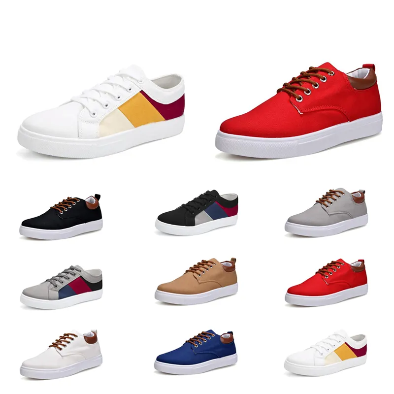 High Quality Casual Shoes No-Brand Canvas Spotrs Sneakers New Style White Black Red Grey Khaki Blue Fashion Mens Shoes Size 39-46