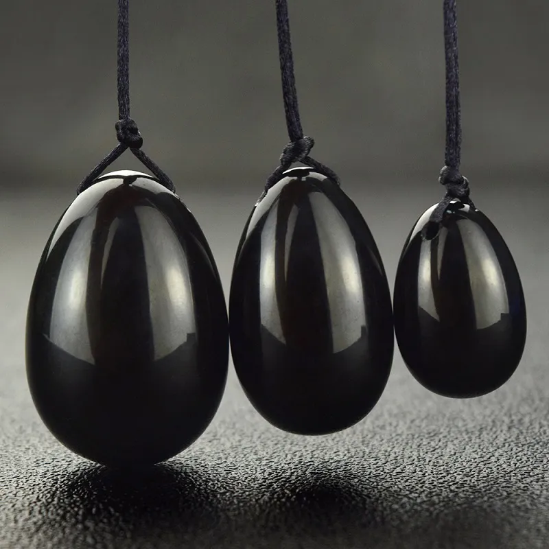 Natürliche Kristall Schwarz Obsidian Quarz Yoni Eier für Frau Vagina Heilung Massage Kristall Natürliche Kraft Stein Yoni Ei Sex Spielzeug