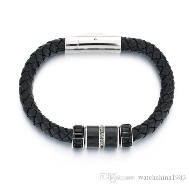 316L Titanstahl Herren Magnetschnalle Ledergeflecht Armband für Herren Damen Armreif Charm Armband Juwel