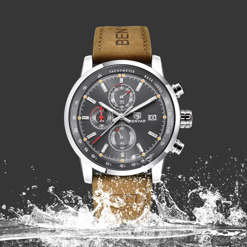 CWP Benyar Fashion Chronograph Sport Mens Watches Top Brand Luxury Quartz Watch Reloj Hombre Clock Male Hour Relogio Masculino235q