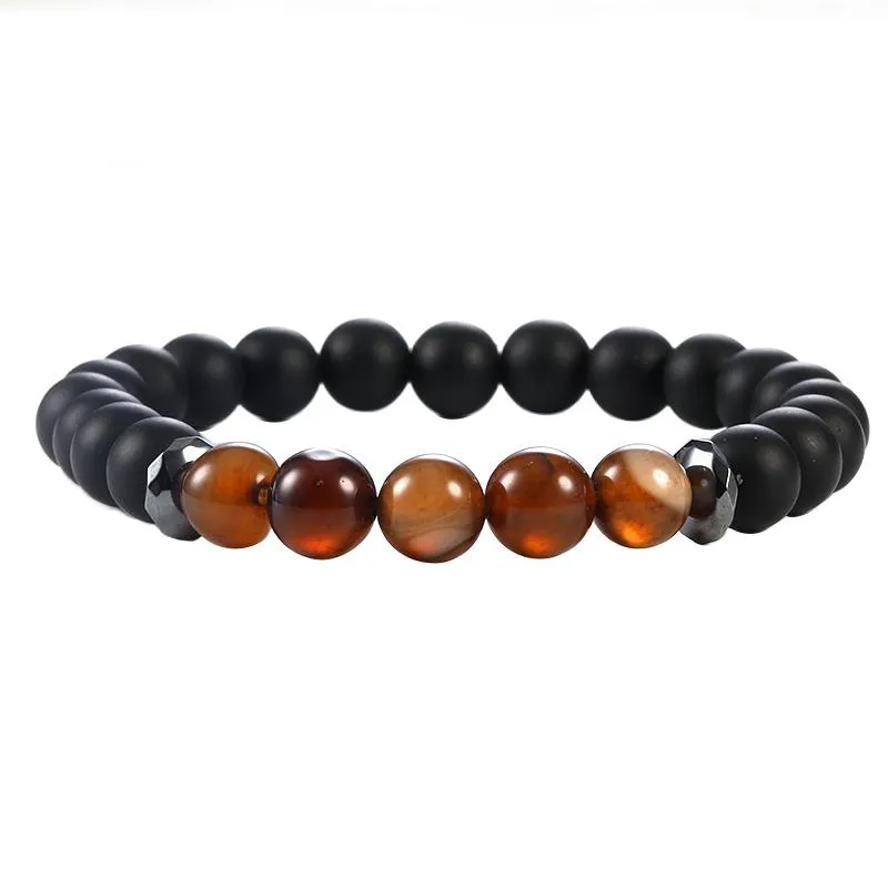 Minimalistisches 7 Chakra Balance Yoga Perlen Armband für Männer 8mm Tigerauge Naturstein Achat Hämatit Charms Lava Armbänder Stretch Schmuck