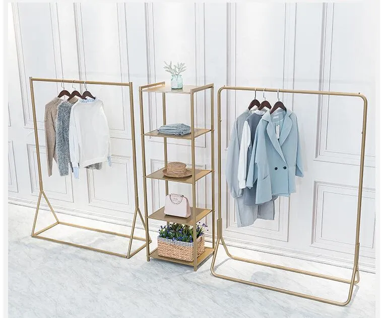 Landing coat hanger Golden clothing racks Bedroom Furniture Simple display of men's and women's clothes Underground art hangers