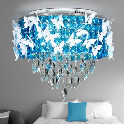 MEW Moderne Kronleuchter Deckenleuchte Kristallleuchte Anhänger Blumenform Deckenleuchte Gang Veranda Lampe Schlafzimmer Wohnzimmer blau MYY
