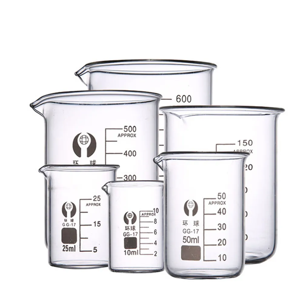 Lab Supplies 50ml-2000ml Low Form Beaker Chemistry Laboratory Borosilicate Glass Transparent