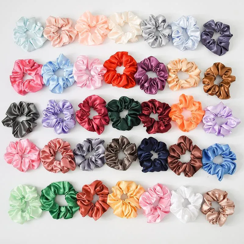 Solid Hair Scrunchies Ring Elastic Hair Bands Pure Color Bobble Sport Dans mjuka charmiga hårtillbehör