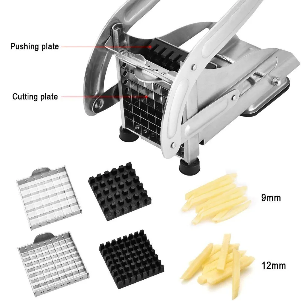  French Fry Cutter Potato Slicer, Stainless Steel French Fries Slicer  Potato Chipper Chip Cutter Chopper Maker Vegetable and Potato Slicer for  Potatoes Carrots Cucumbers: Home & Kitchen