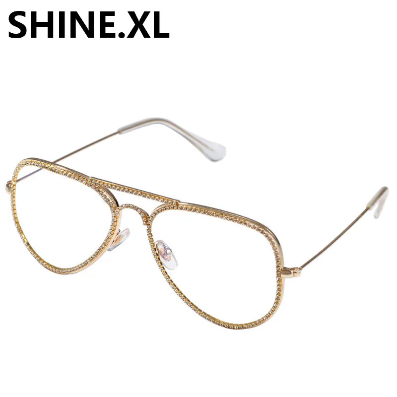 Iced Out Bling Bled Eye Glasses Gold And Silver Plated For Women And