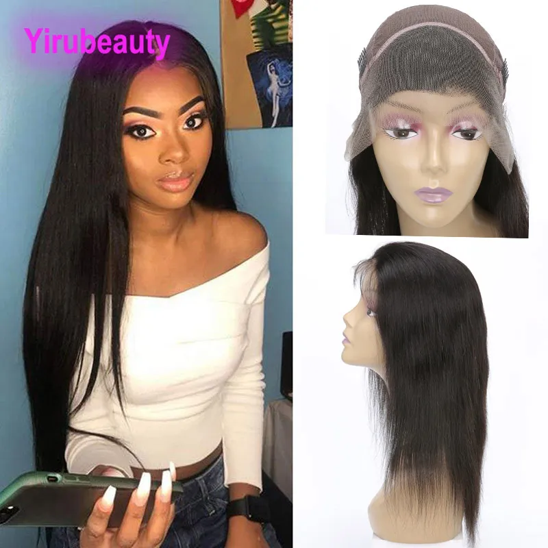 Indian Human Hair 13X4 Lace Front Wigs Natural Black 8-30inch Straight Virgin Hair Products Pre Plucked Wigs Silky Straight