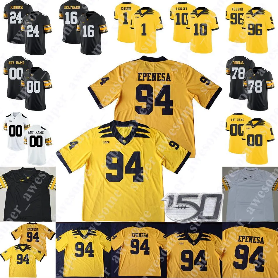 Tshirts masculinos Iowa Hawkeyes Jersey Adrian Clayborn Bryan Bulaga Clark Bob Sanders Shonn Greene Desmond King Robert Galeria Josey Jewell