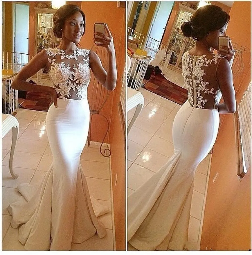 Vestidos 2019 Cheap Arabic Mermaid Evening Dresses Sheer Neck Lace Appliqued Fish Tail Long Prom Gowns Formal Bridesmaid Party Dress 428