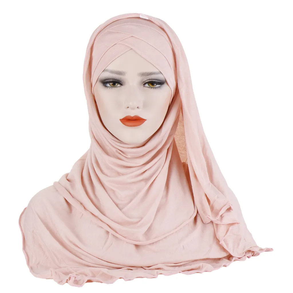 Foulard musulmano Cappello islamico per donna Copricapo in cotone tinta unita Cappello turbante Bandana Copricapo Novità