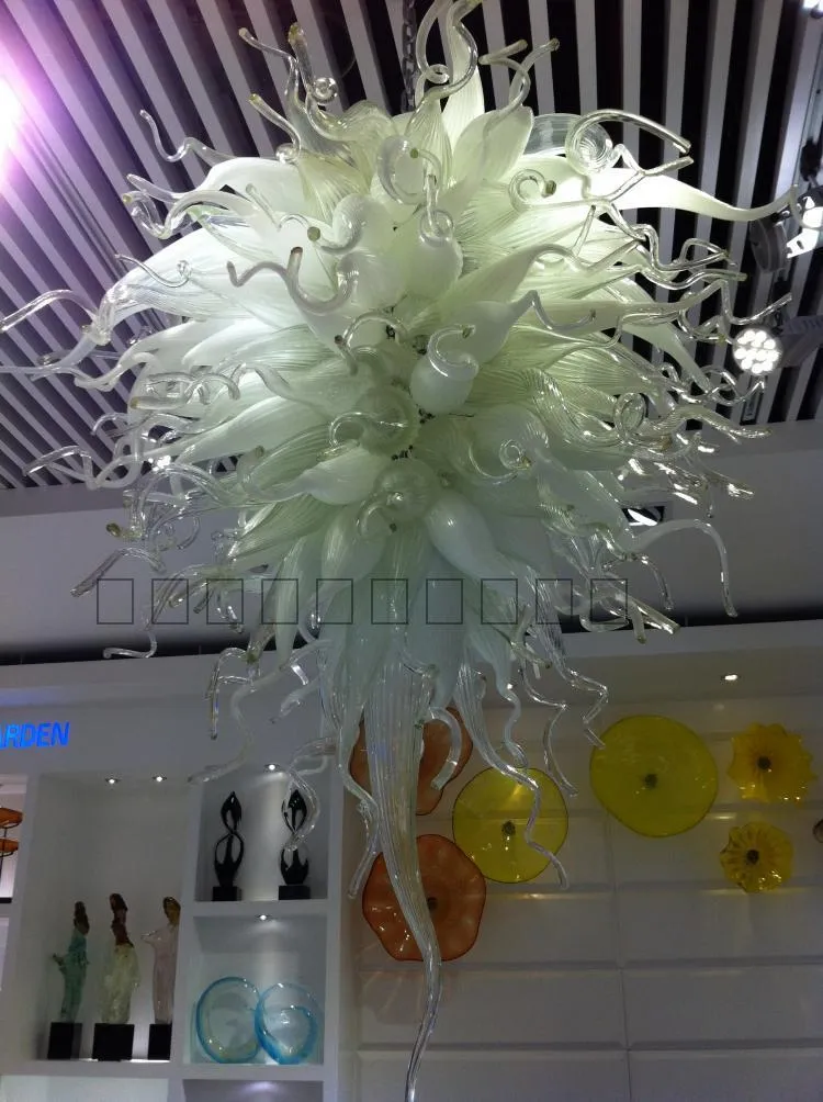 100% Mouth Blown CE UL Borosilicate Murano Glass Dale Chihuly Art White Glass Lamp Acrylic Pendant Light