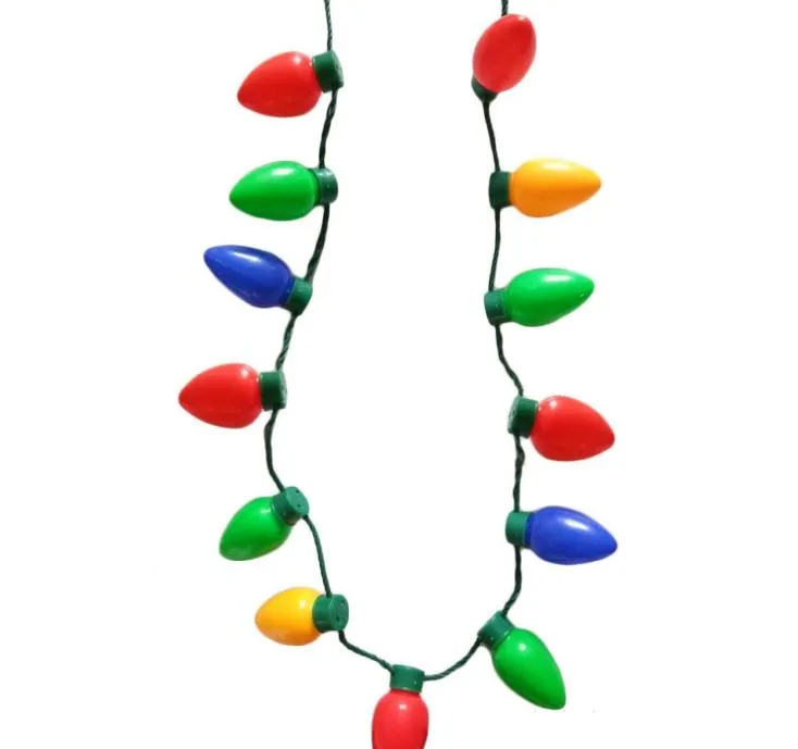 Light Up Christmas Necklaces Bulk, Multicolor LED Bulb Necklace