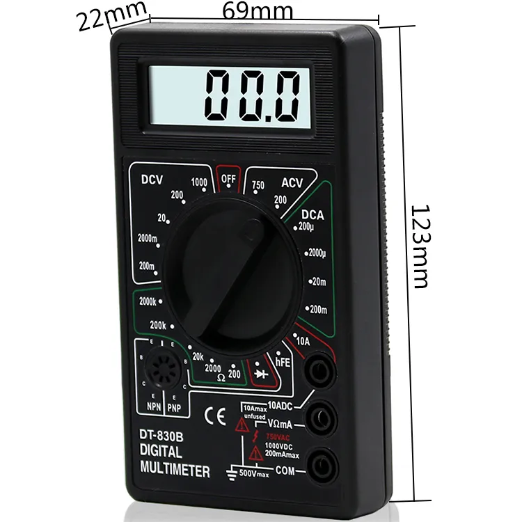 HiDANCE Mini multímetro Digital LCD para voltios amperios ohmios medidor  voltímetro amperímetro protección de sobrecarga con sonda