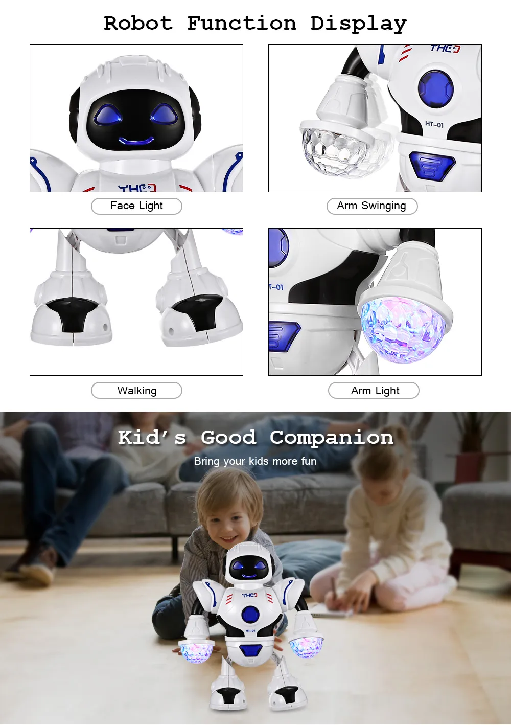 Chien dansant électrique, Robot, contrôle du son, jouet interactif lumineux  clignotant, cadeau pour enfants de 3 an