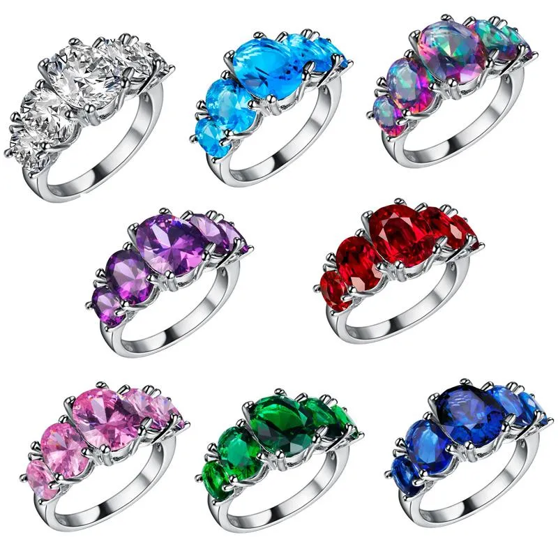 8-color Plated 925 sterling silver jewelry new egg shaped gem women's ring wholesale Welcome to our shop