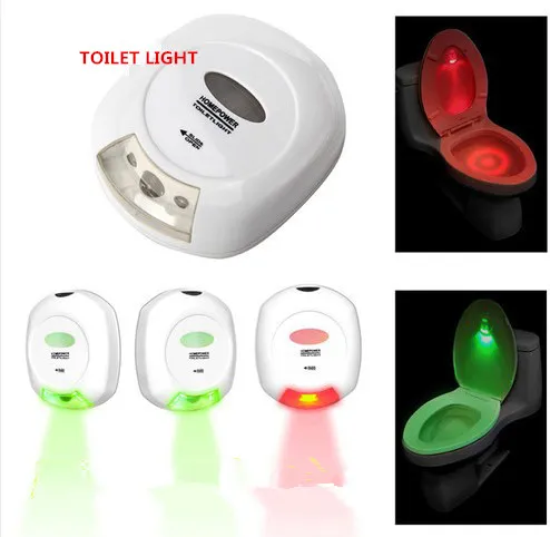 Fournitures de toilette de bain, capteur LED ABS, lampe de toilette activée par le mouvement, lampe de chasse d'eau de salle de bains, veilleuses à piles 2AA