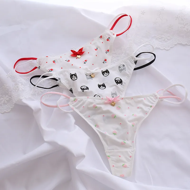 Milk Silk T Pants Thong Strawberry Cherry Cute Ladies Underwear